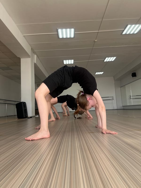 Young person performs backbend exercise in Votkinsk, Russia