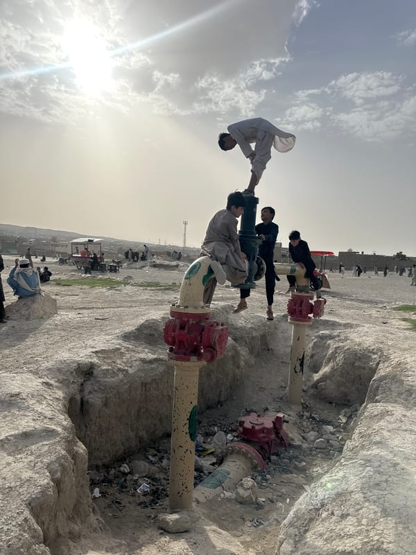Midday street life and industrial spaces in Quetta, Pakistan