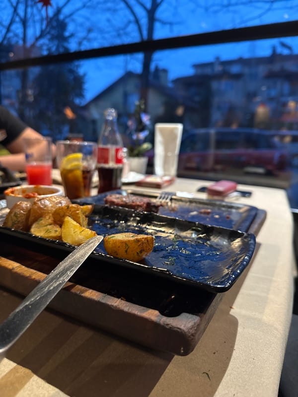 Restaurant table setting observed in Sofia, Bulgaria