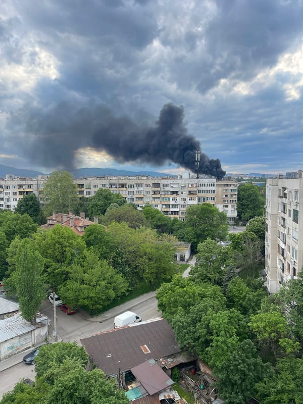 Black smoke plume rises over Sofia residential area