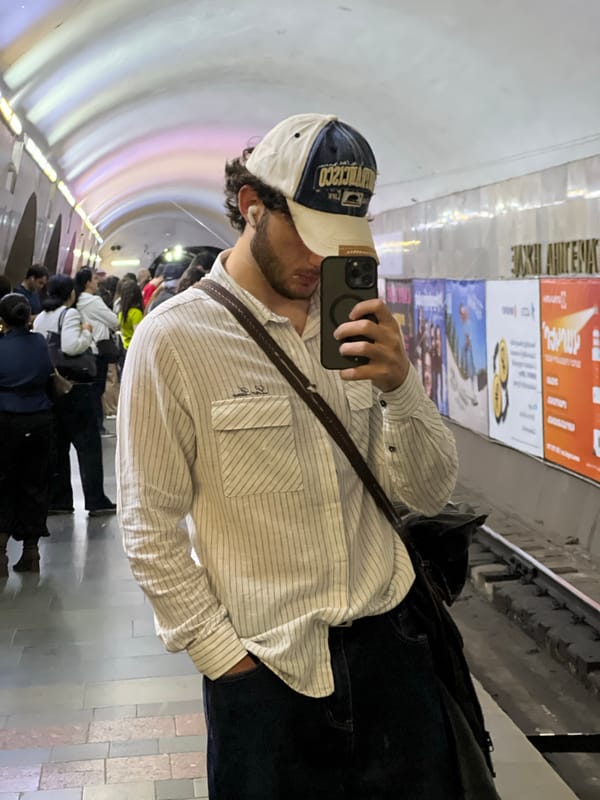 Metro passenger takes selfie in Yerevan subway system