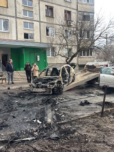 Fire damage documented in Kharkiv residential area