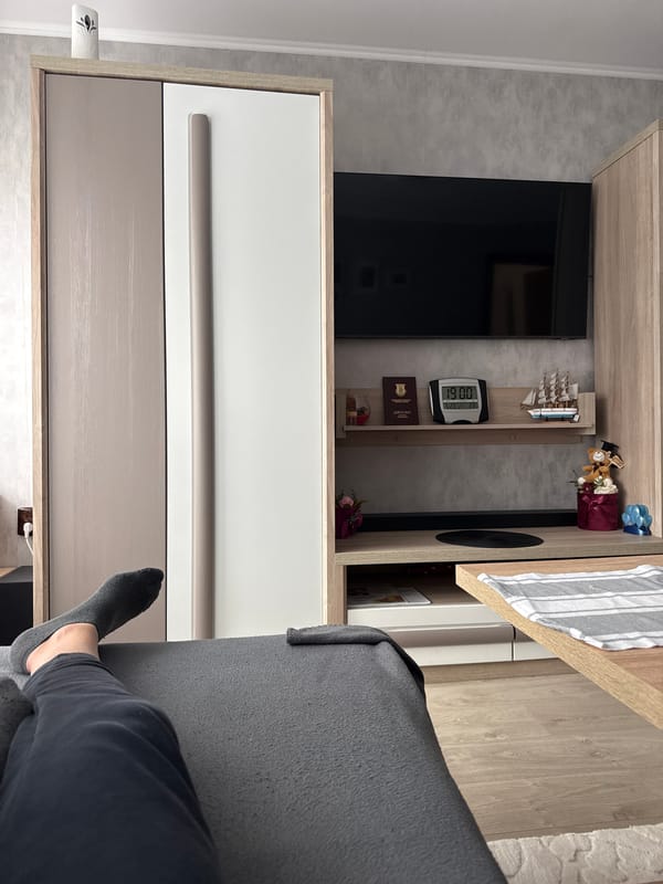 Person relaxes with iPad at home in Lovech, Bulgaria