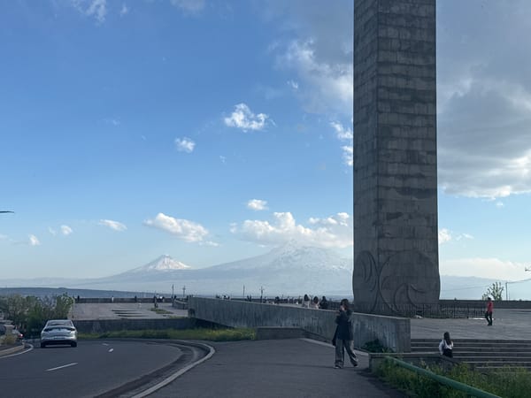 Mount Ararat visible from Yerevan public space