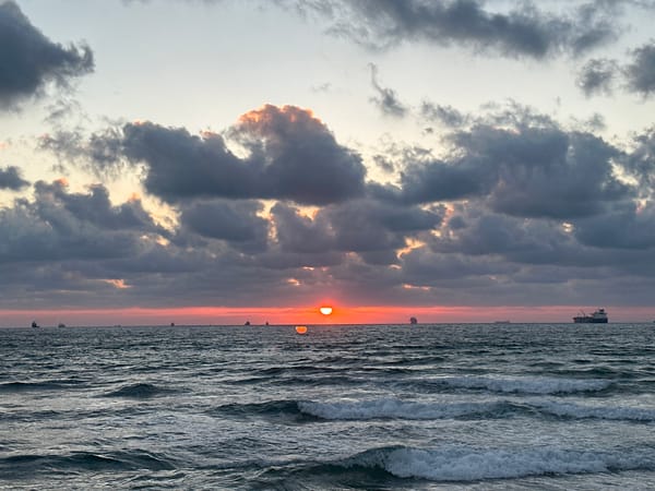 Haifa's coastline at sunset, July 2026