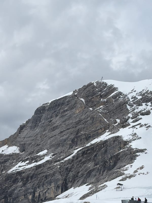 Zugspitze mountain region documented under overcast Alpine conditions