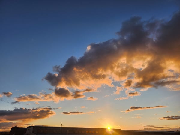 Sunset observed over Krasnogorskoye, Russia creates colorful evening sky