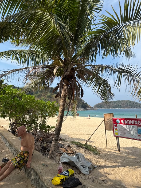 Early morning beach activity recorded in Rawai, Thailand