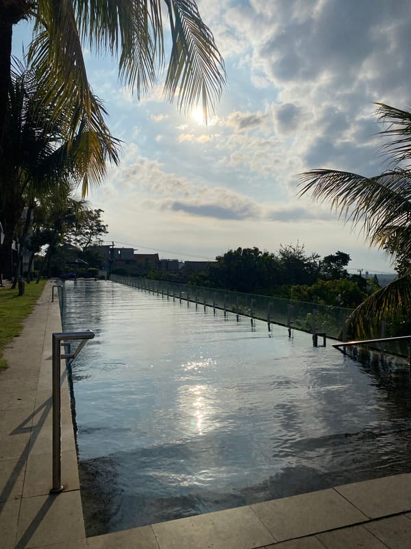 Resort morning in Kuta Selatan, Bali, with Savaya in view