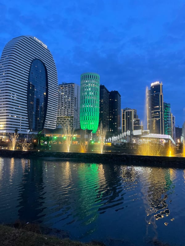 Evening waterfront scenes documented across Batumi, Georgia's coastal district