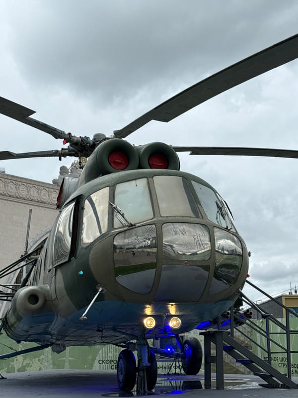 Afternoon at VDNKh's outdoor aviation and military exhibition