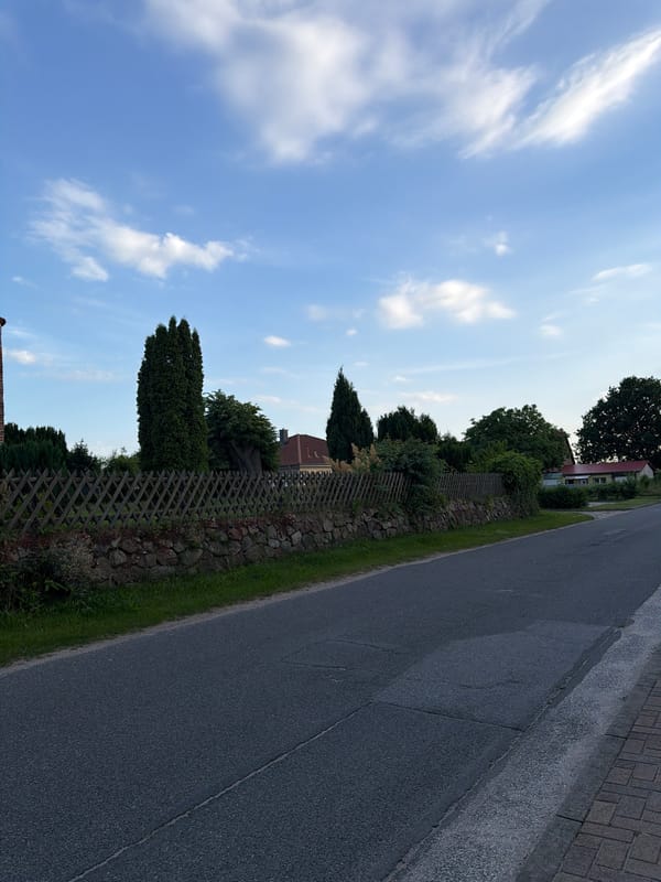 Afternoon around a quiet rural village and its surroundings