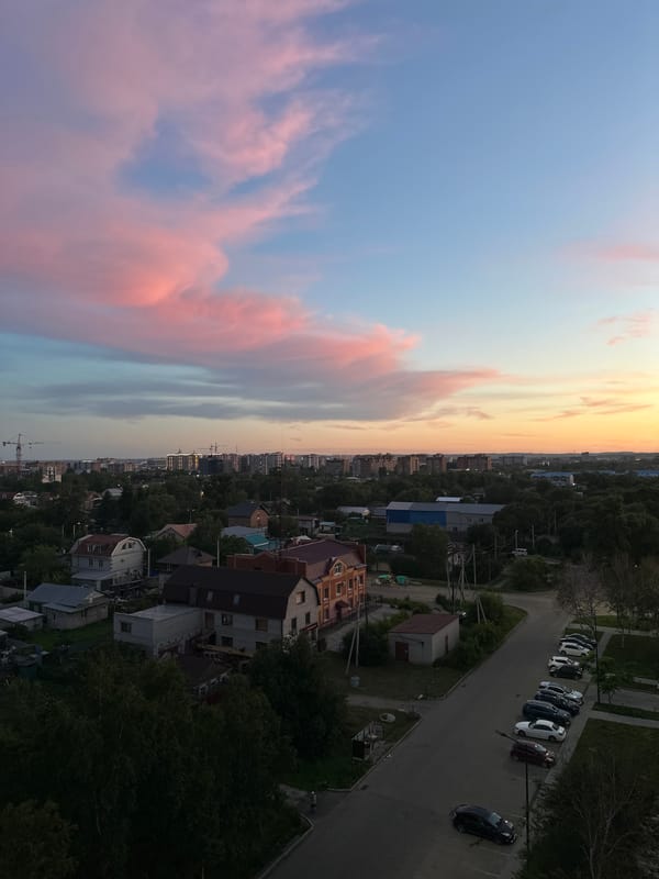 Blagoveshchensk residential skyline at dusk, multiple aerial angles