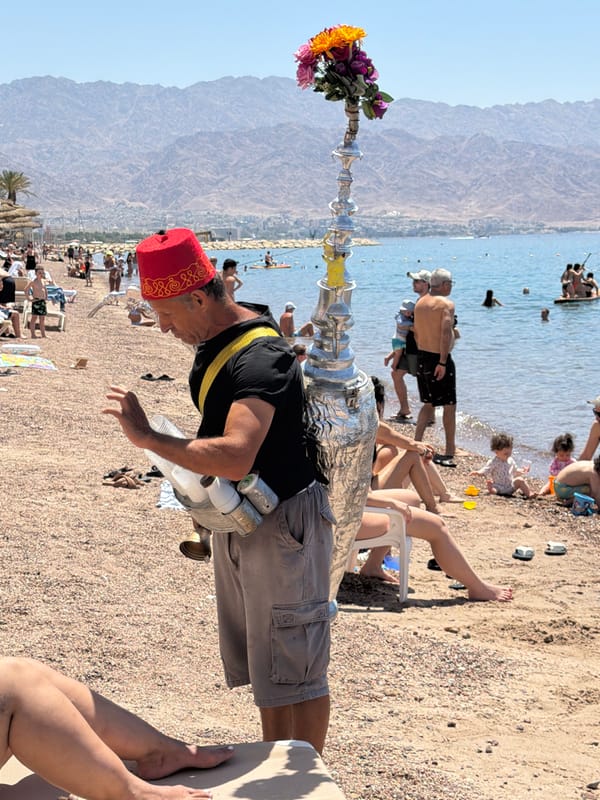 Morning beach activities observed in Eilat resort area