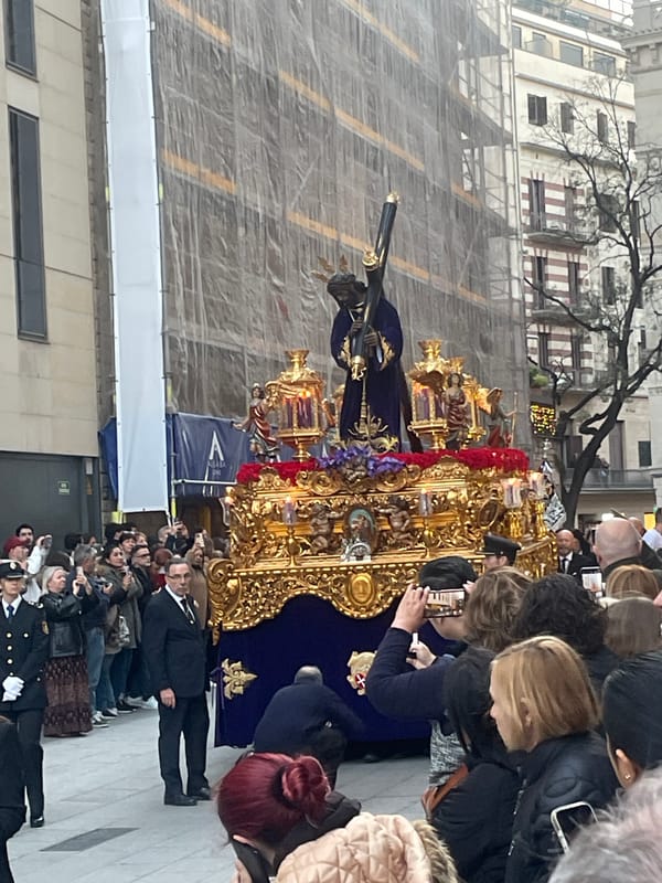 Religious procession draws phone-wielding crowds to Barcelona cathedral square