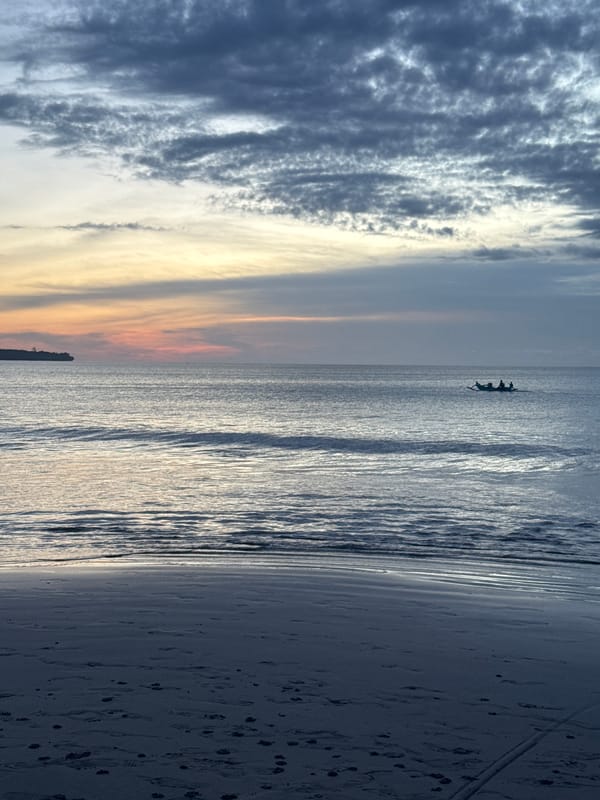 Dramatic sunset clouds observed over Indonesian beach