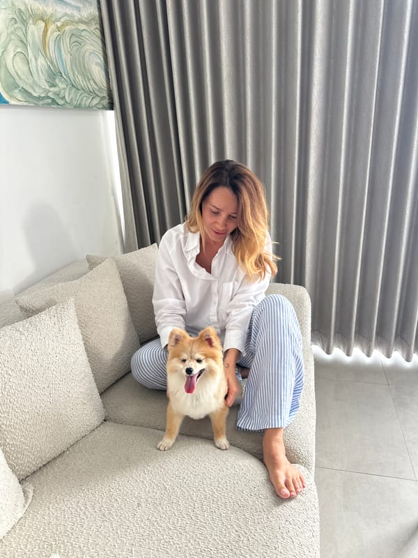 Lazy Bali morning with a Pomeranian, indoors and out