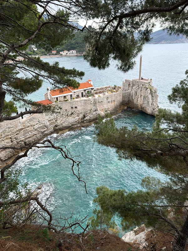 Elevated coastal view captured in Petrovac, Montenegro