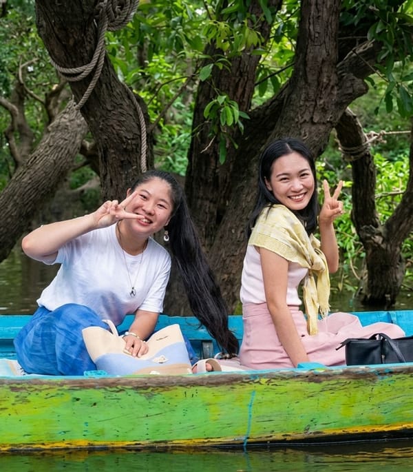 Morning boat tours navigate flooded forests in Cambodia