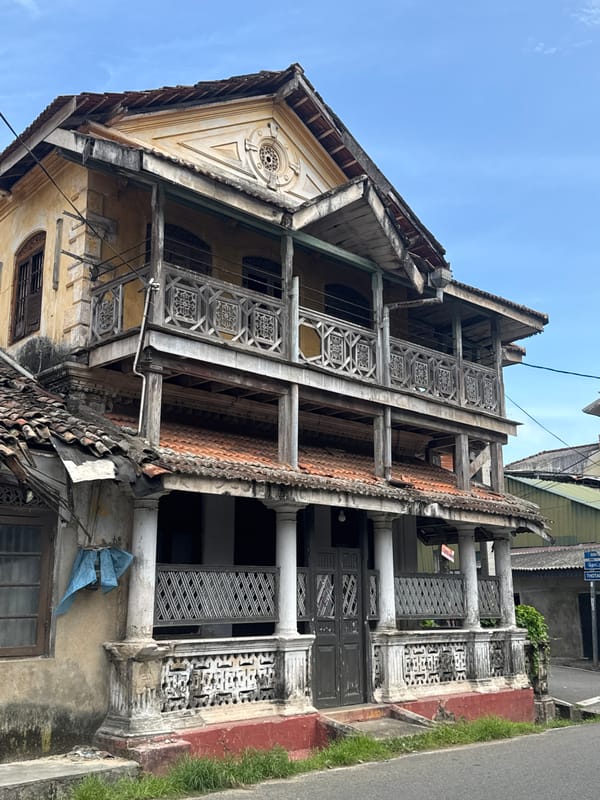 Historic multi-story building photographed in Matara, Sri Lanka
