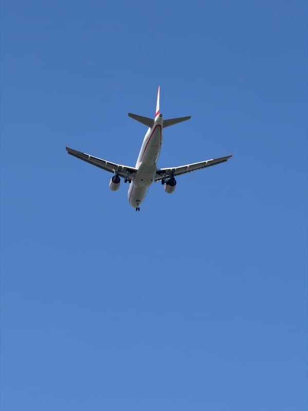 Passenger jet on approach over Burgas, landing gear down
