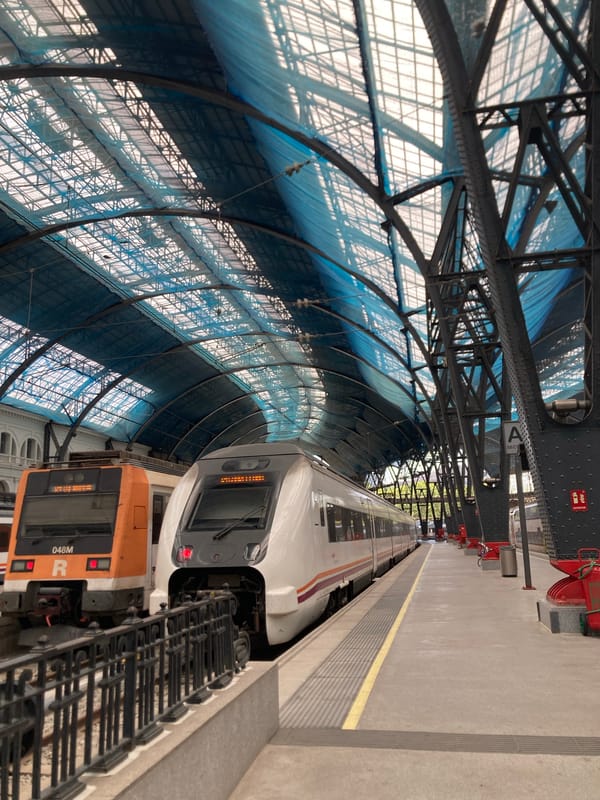 Barcelona train station tour captures platforms, architecture, street art