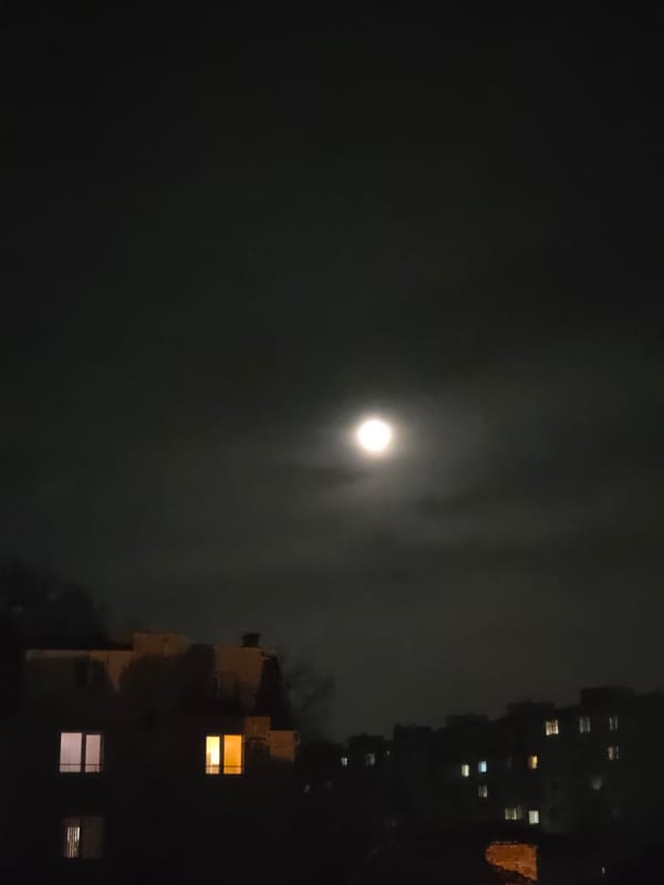 Full moon illuminates night sky over Varna, Bulgaria