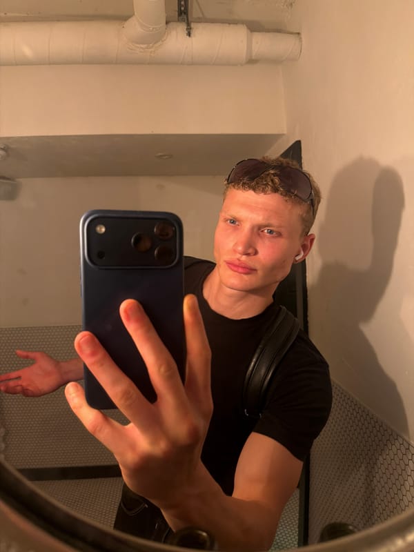 Casual bathroom mirror selfie in London