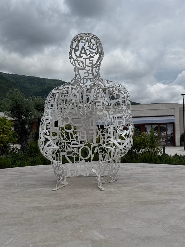 Woman photographs herself around Tivat, Montenegro attractions