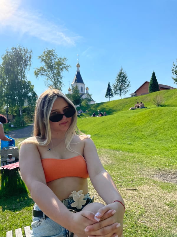 Woman photographed at Paraskeva Pyatnitsa Chapel, Krasnoyarsk