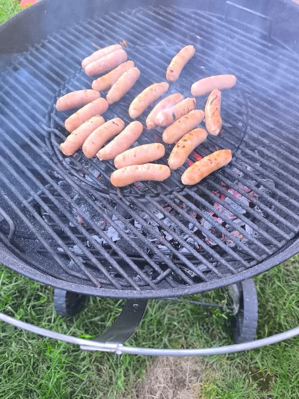 Backyard barbecue documented in Pélussin, France evening gathering
