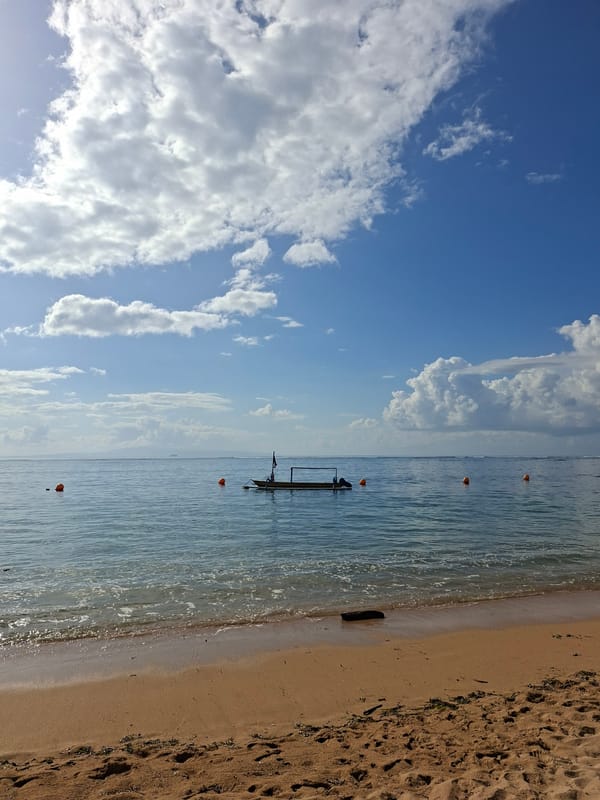 Calm beach scene documented in Denpasar, Indonesia
