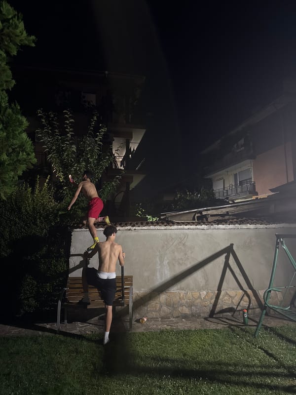 Late-night backyard hangout in Botevgrad, Bulgaria