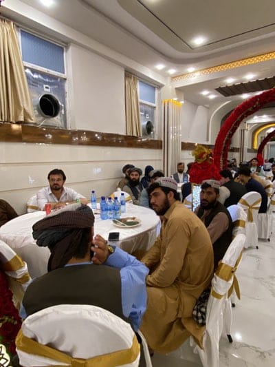 Wedding celebration held in decorated Kandahar banquet hall