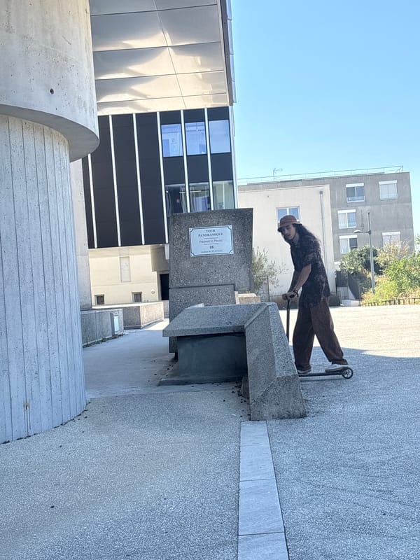Parkour and scooter tricks among Lyon's brutalist concrete blocks