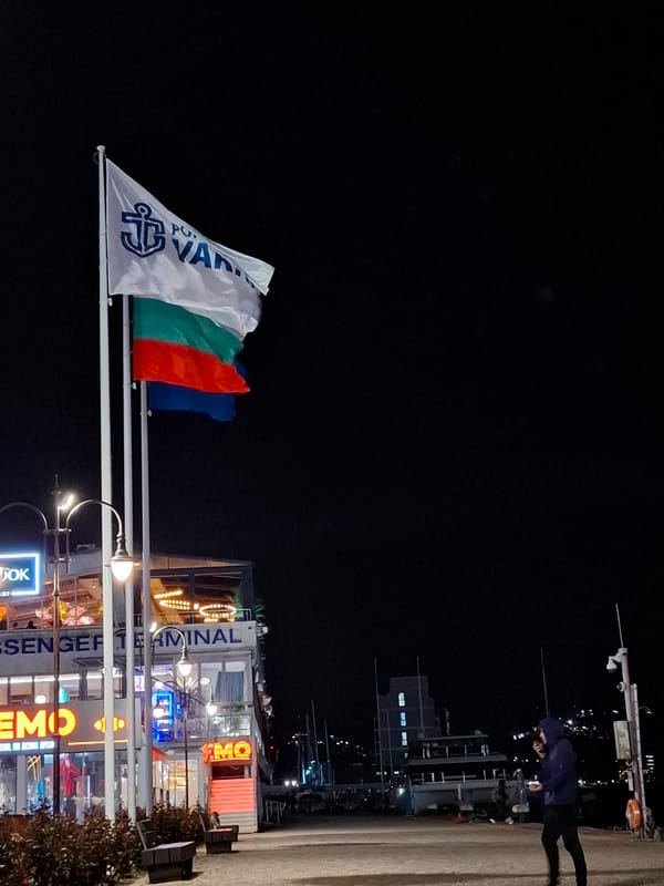 Nighttime scenes captured at Varna waterfront and Sea Garden
