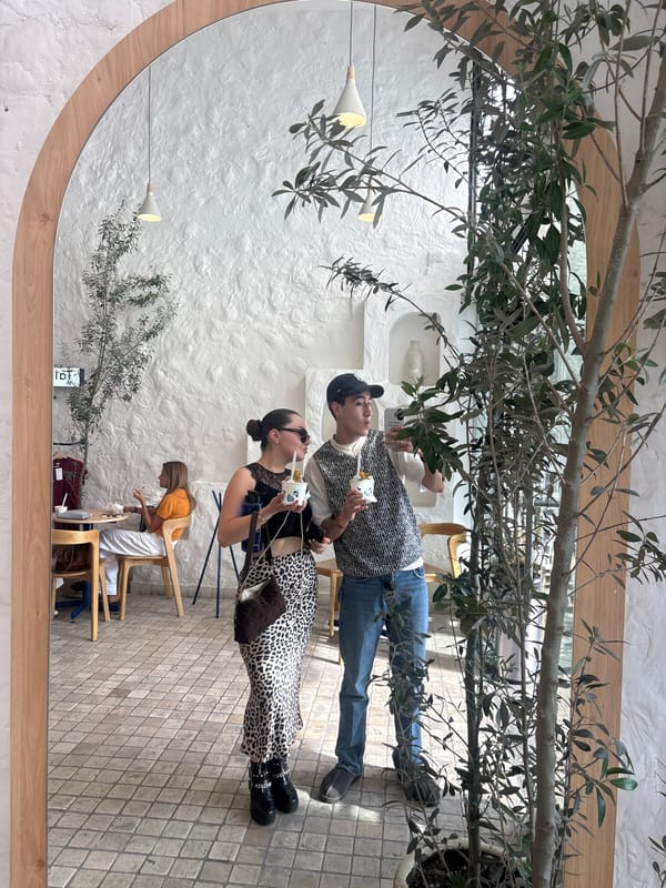 Greek frozen yogurt shop visit in Tlaxcalancingo, Mexico