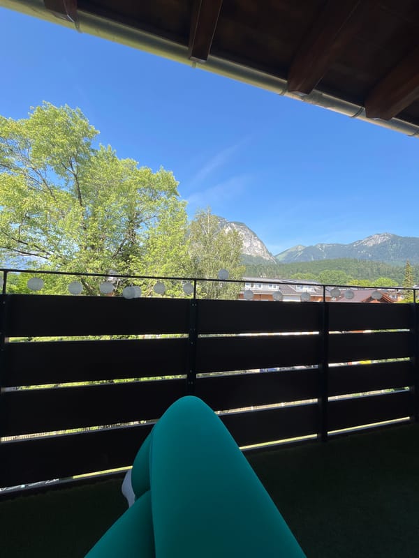 Balcony morning in Garmisch-Partenkirchen with Alps views and quiet details