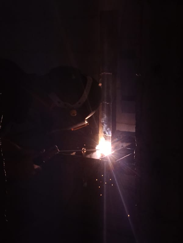 Welding operation documented in La Victoria workshop