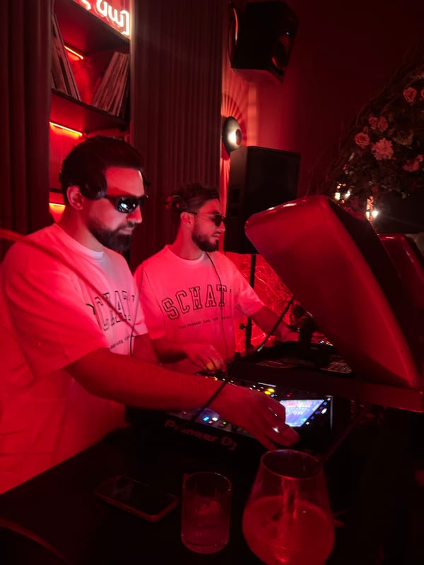 DJ duo performs at red-lit Yerevan nightclub