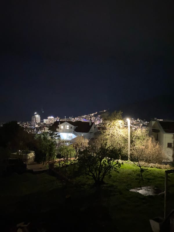 Nighttime urban scenes documented across Budva, Montenegro