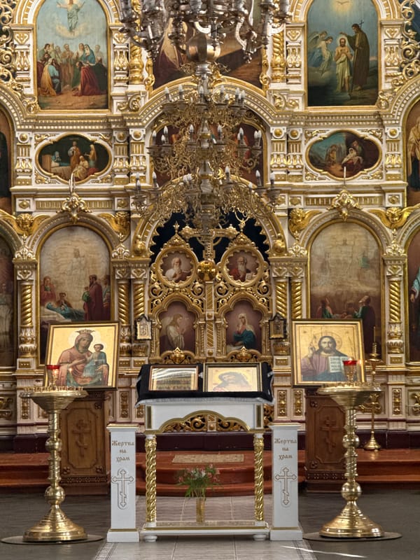 Orthodox church interior documented in Votkinsk, Russia