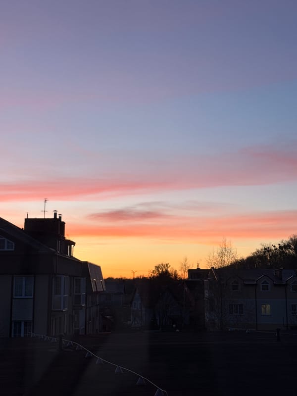 Dramatic sunset captured over Kaliningrad urban landscape