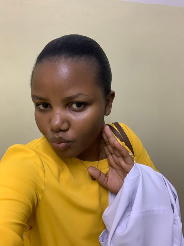 Woman photographed multiple times in yellow blouse, Dar es-Salaam