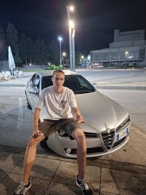 Quiet night out in Vratsa's pedestrian center, Bulgaria