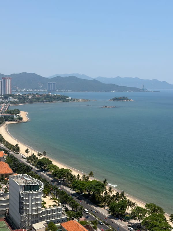 Aerial view captures Nha Trang coastline from above