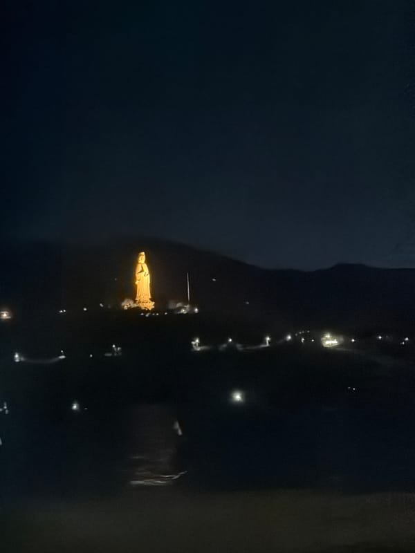 Dragon Bridge illuminated in nighttime view of Đà Nẵng