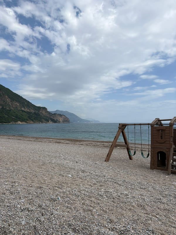 Beachgoer enjoys quiet moment at Montenegro playground beach