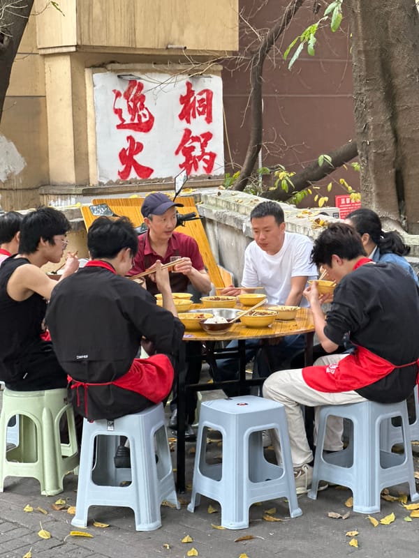 Street dining scene captured in Yuzhong District, China