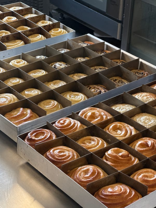 Cinnamon rolls being made start to finish in an Odesa bakery